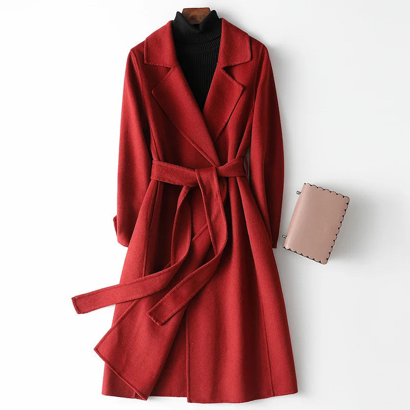 Manteau portefeuille à revers et ceinture — Amielle Paris