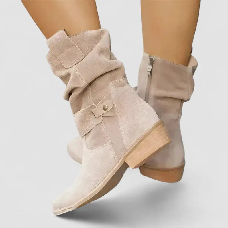Bottines plissées à zip latéral — Amielle Paris