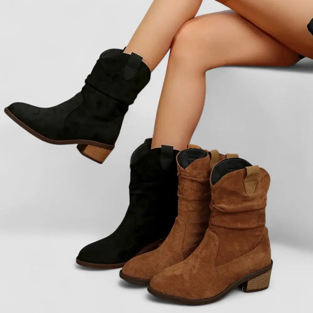 Bottines plissées à zip latéral — Amielle Paris