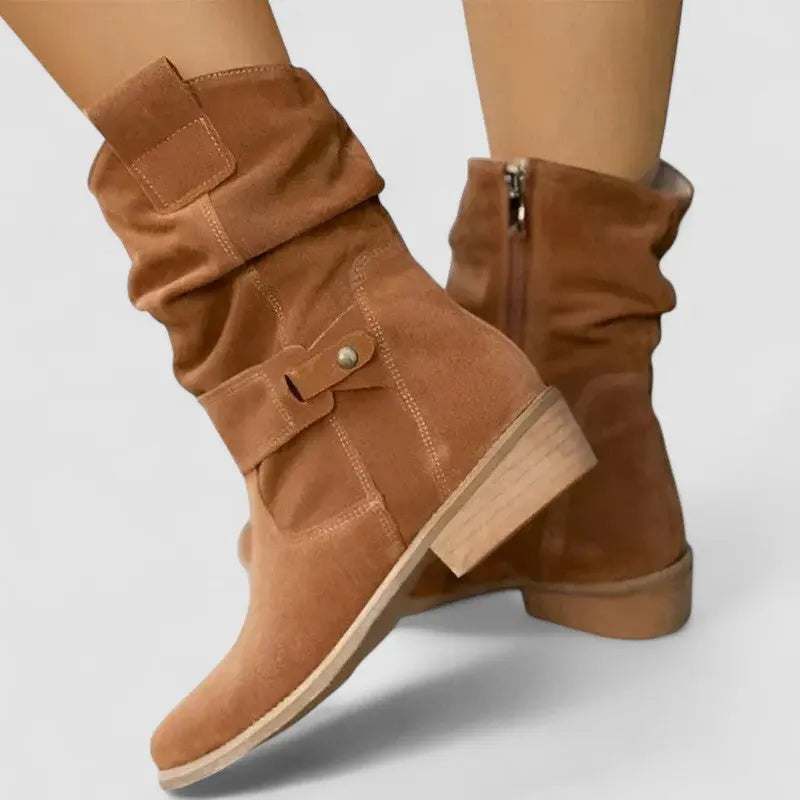 Bottines plissées à zip latéral — Amielle Paris