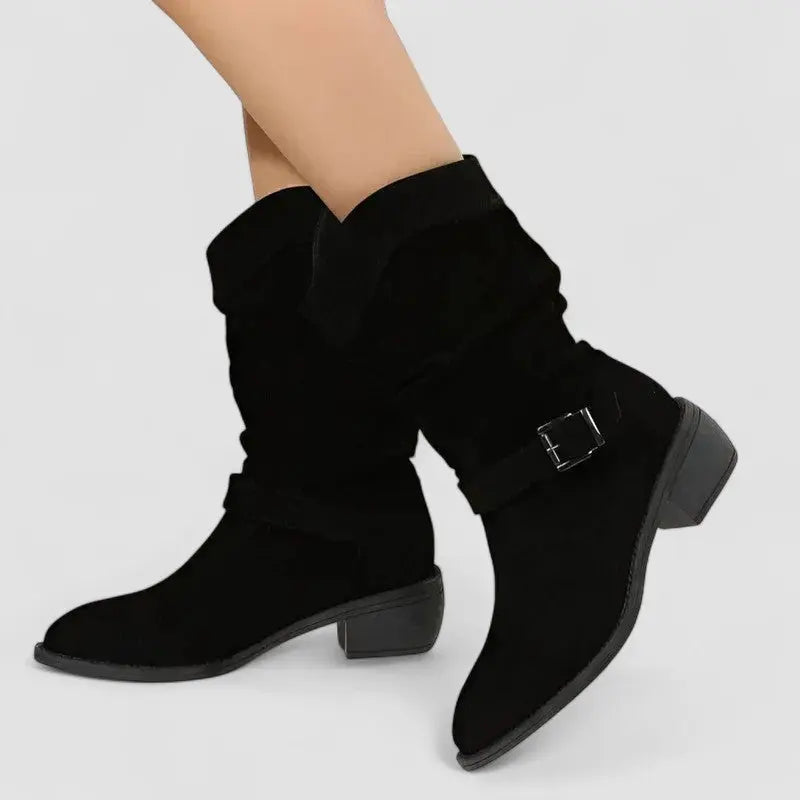 Bottines plissées à zip latéral — Amielle Paris