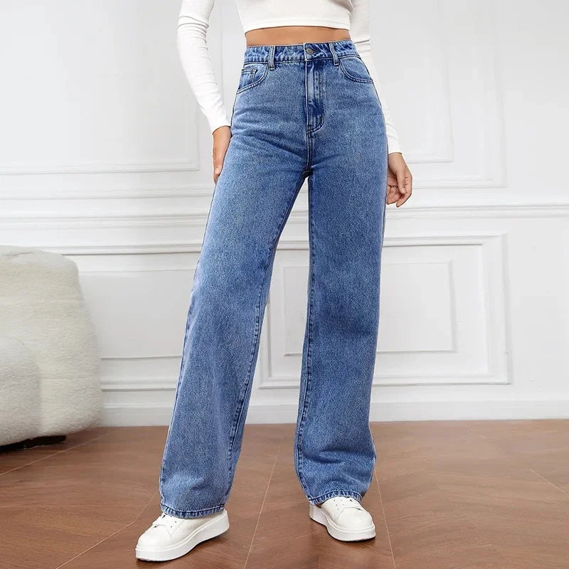 Jean ample taille haute à jambe droite — Amielle Paris