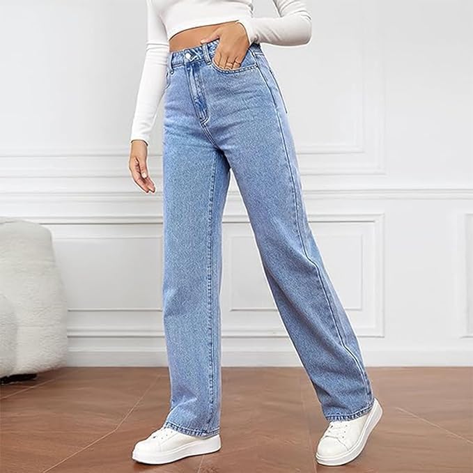 Jean ample taille haute à jambe droite — Amielle Paris