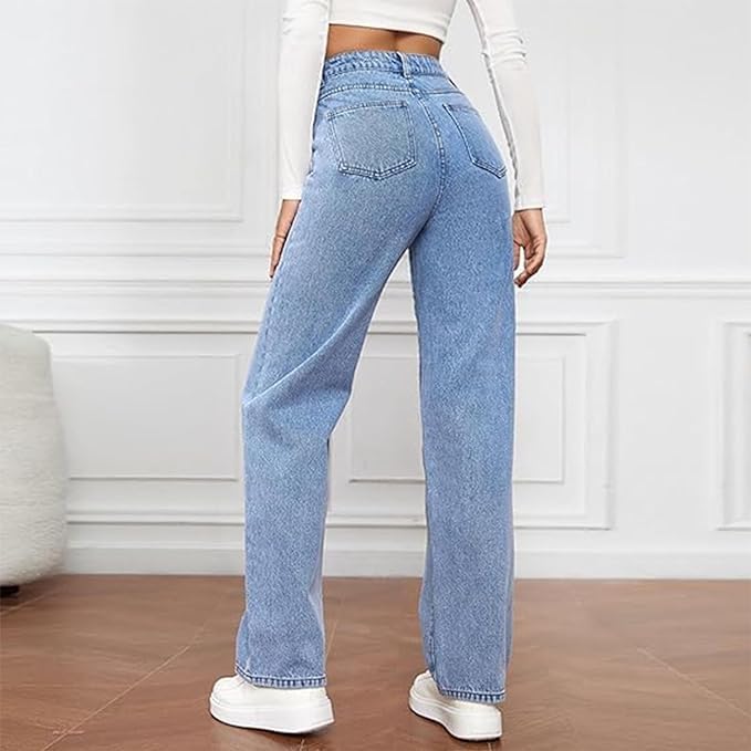 Jean ample taille haute à jambe droite — Amielle Paris
