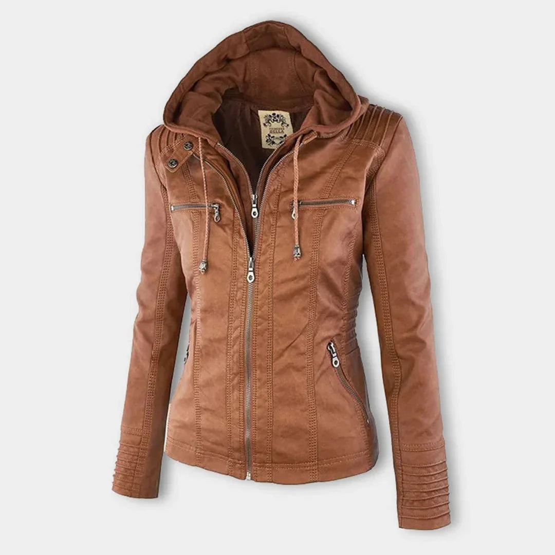 Veste de motard à capuche et poignets côtelés — Amielle Paris