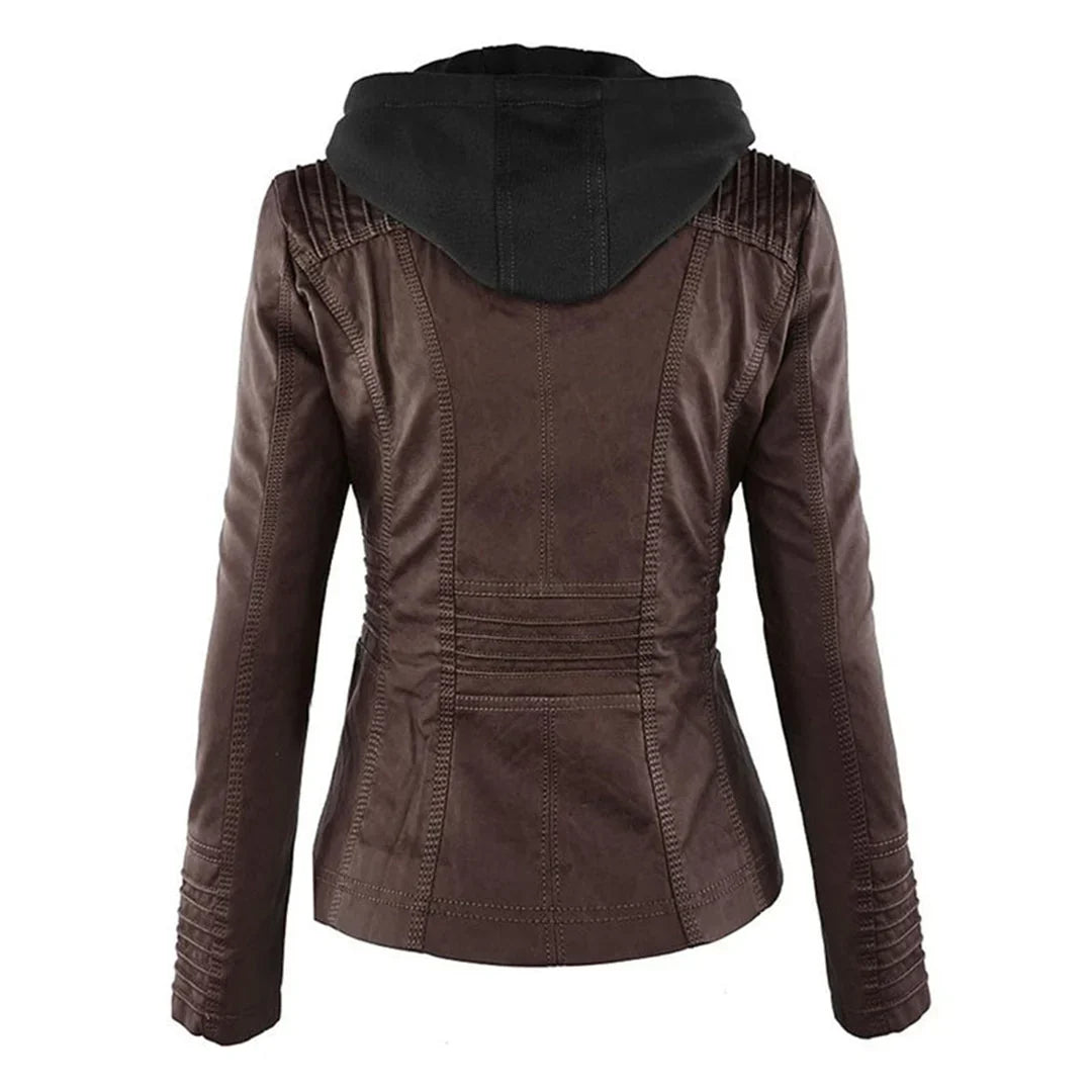 Veste de motard à capuche et poignets côtelés — Amielle Paris