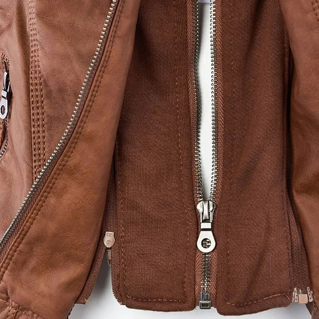 Veste de motard à capuche et poignets côtelés — Amielle Paris