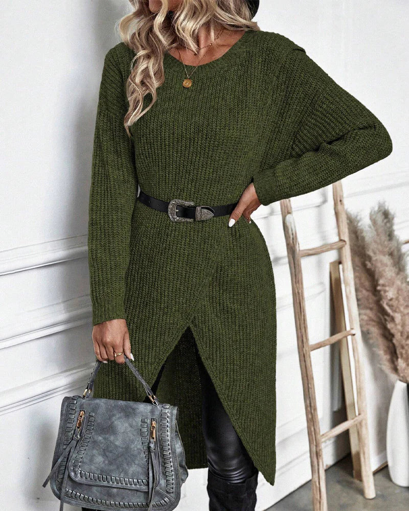 Robe pull côtelée à base portefeuille — Amielle Paris