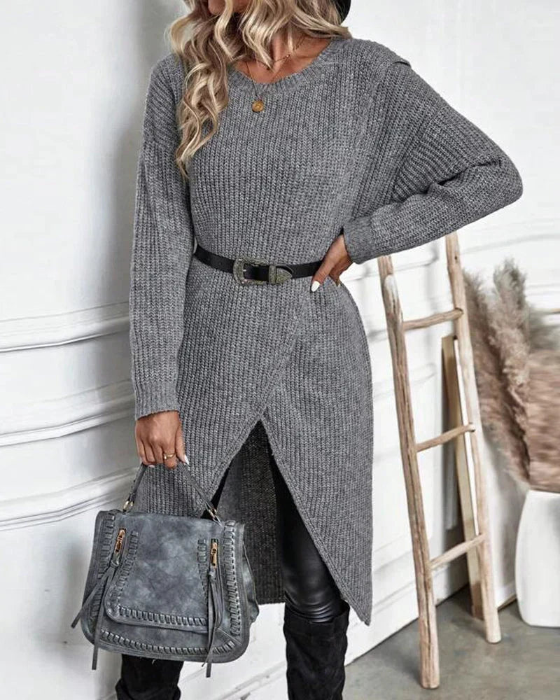 Robe pull côtelée à base portefeuille — Amielle Paris