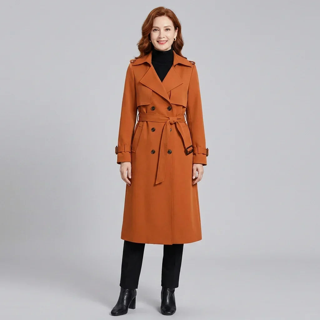Trench à revers crantés et taille ceinturée — Amielle Paris