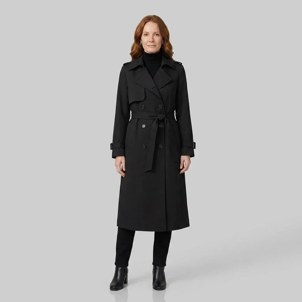 Trench à revers crantés et taille ceinturée — Amielle Paris
