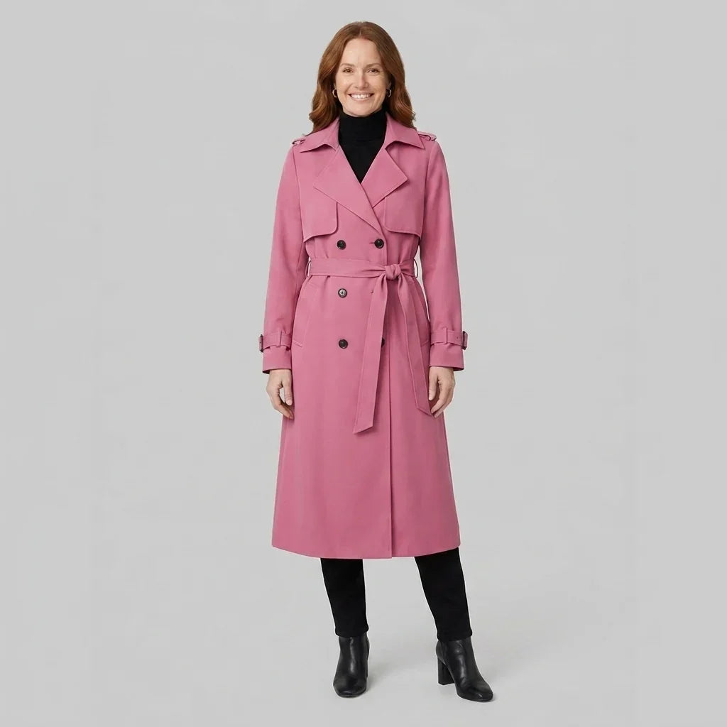 Trench à revers crantés et taille ceinturée — Amielle Paris
