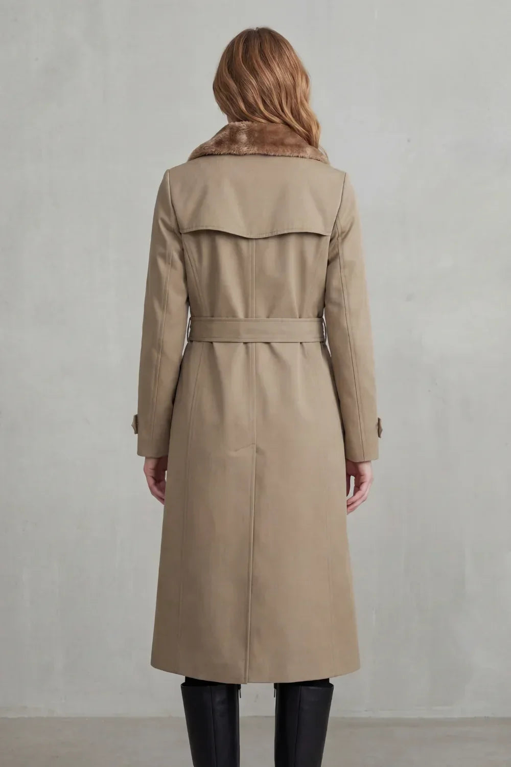Trench long doublé en fausse fourrure — Amielle Paris