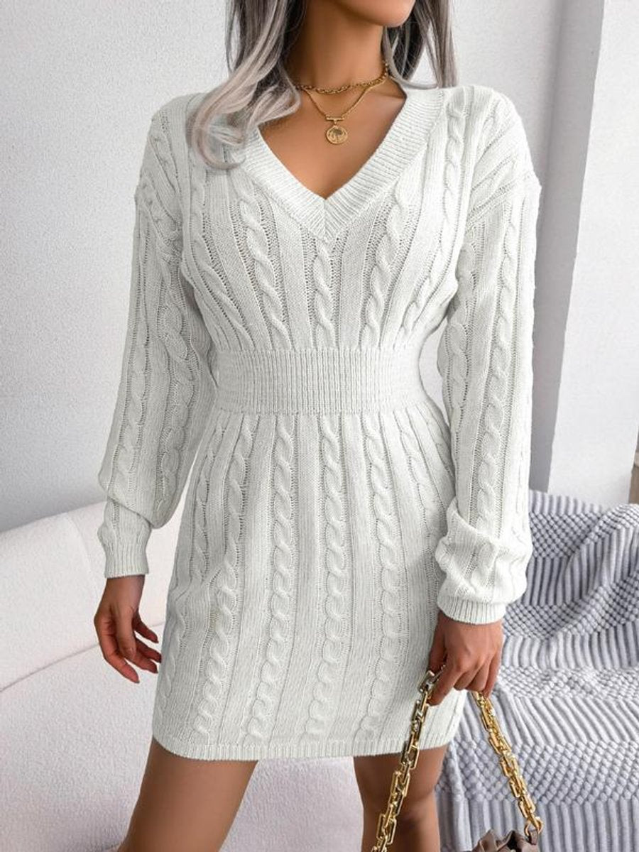 Bianca — Robe courte torsadée à col en V — Amielle Paris