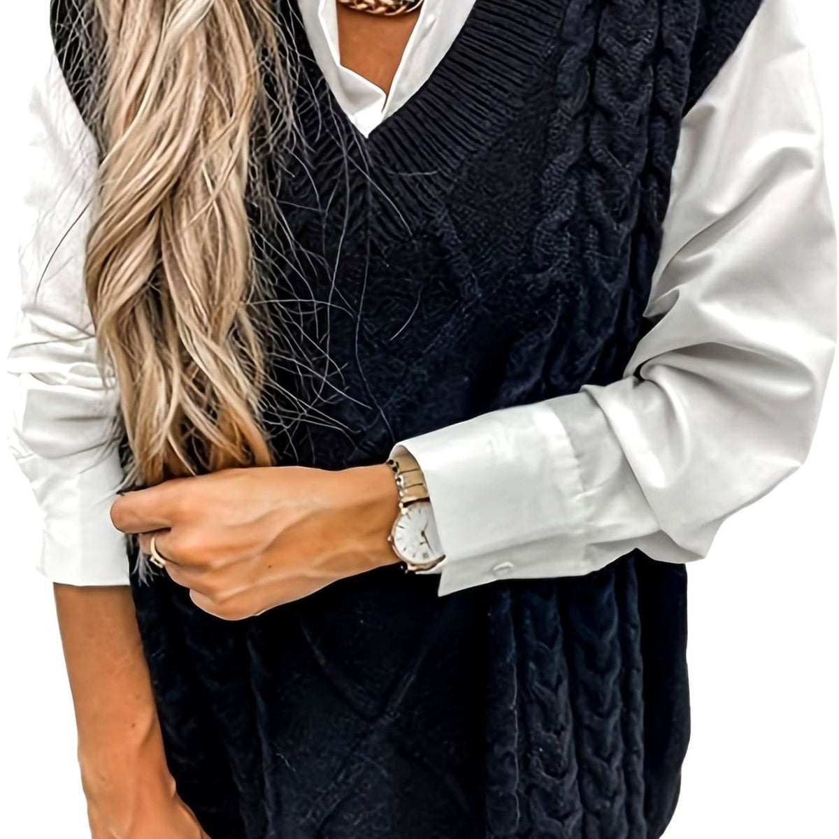 Pull ample sans manches torsadé à col V — Amielle Paris