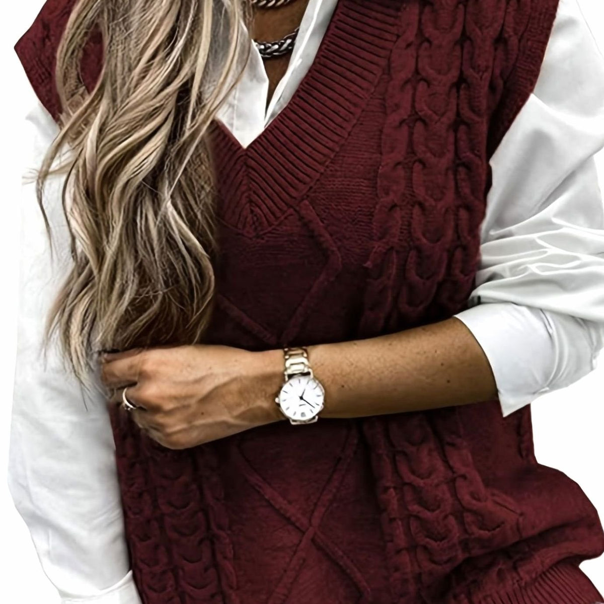 Pull ample sans manches torsadé à col V — Amielle Paris