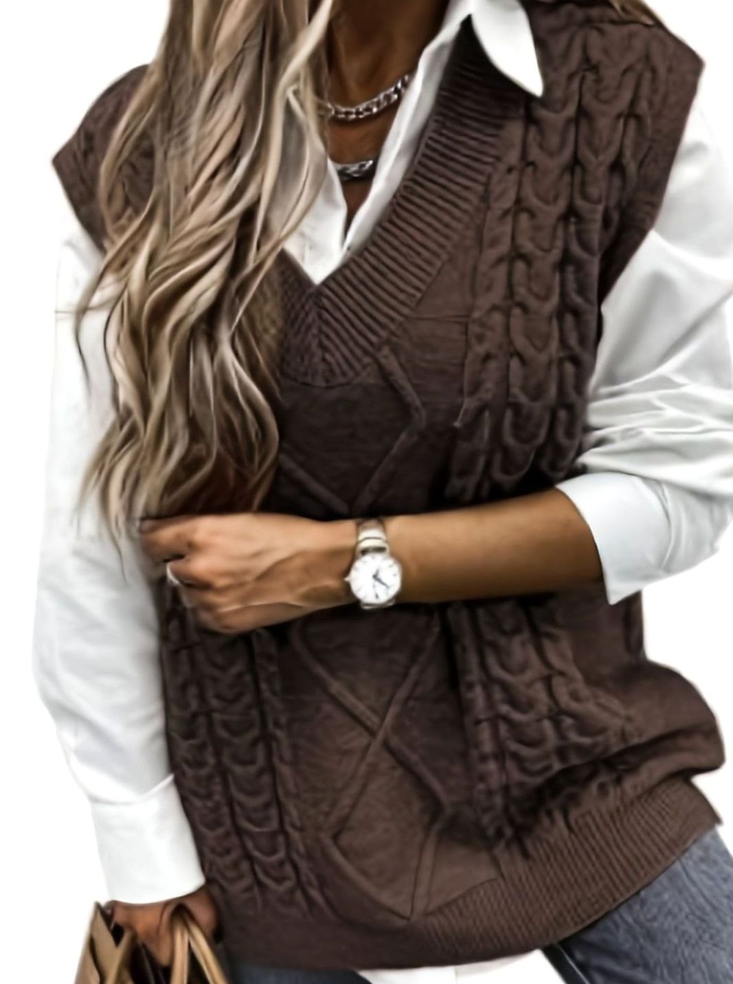 Pull ample sans manches torsadé à col V — Amielle Paris