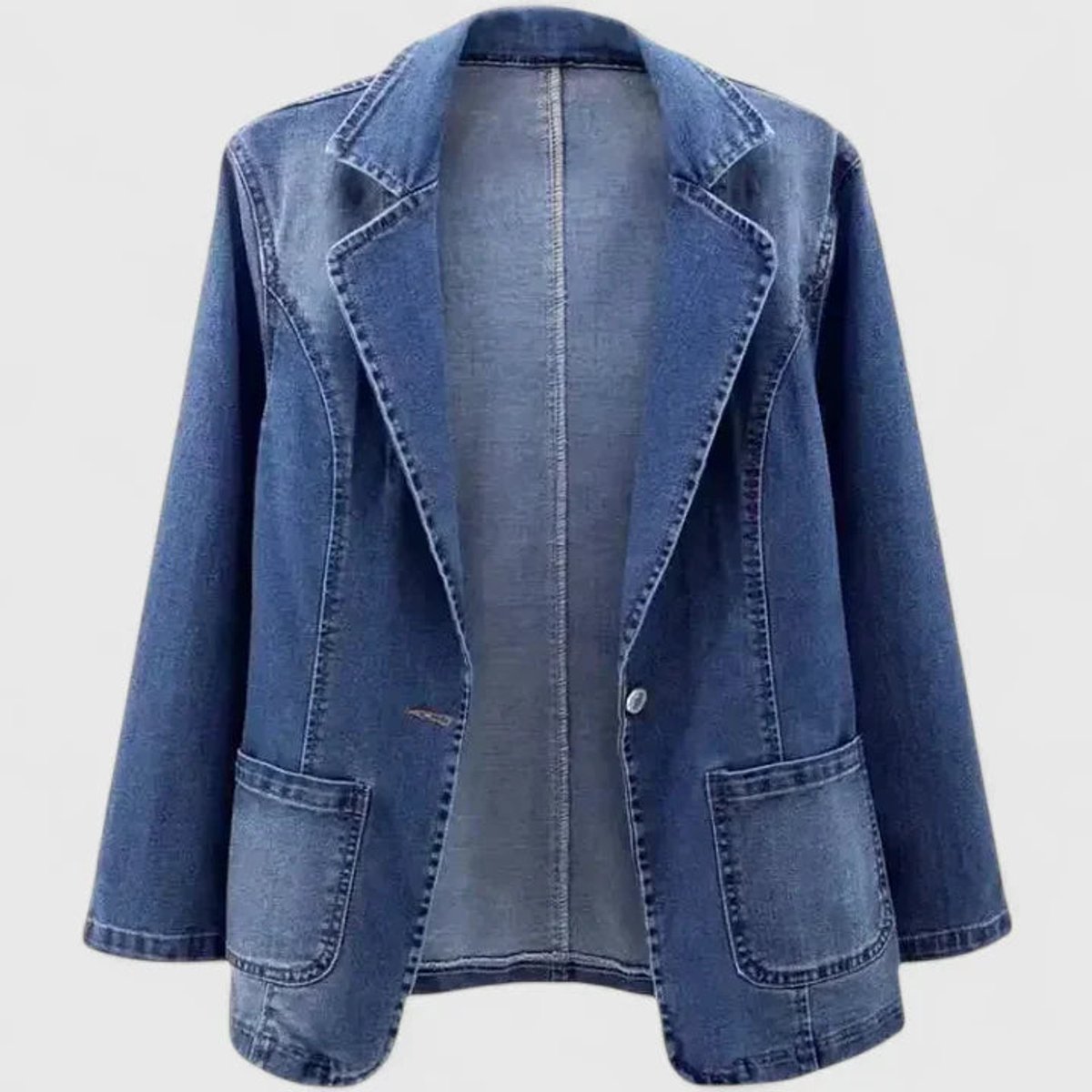 Blazer en jean à revers et bouton unique — Amielle Paris