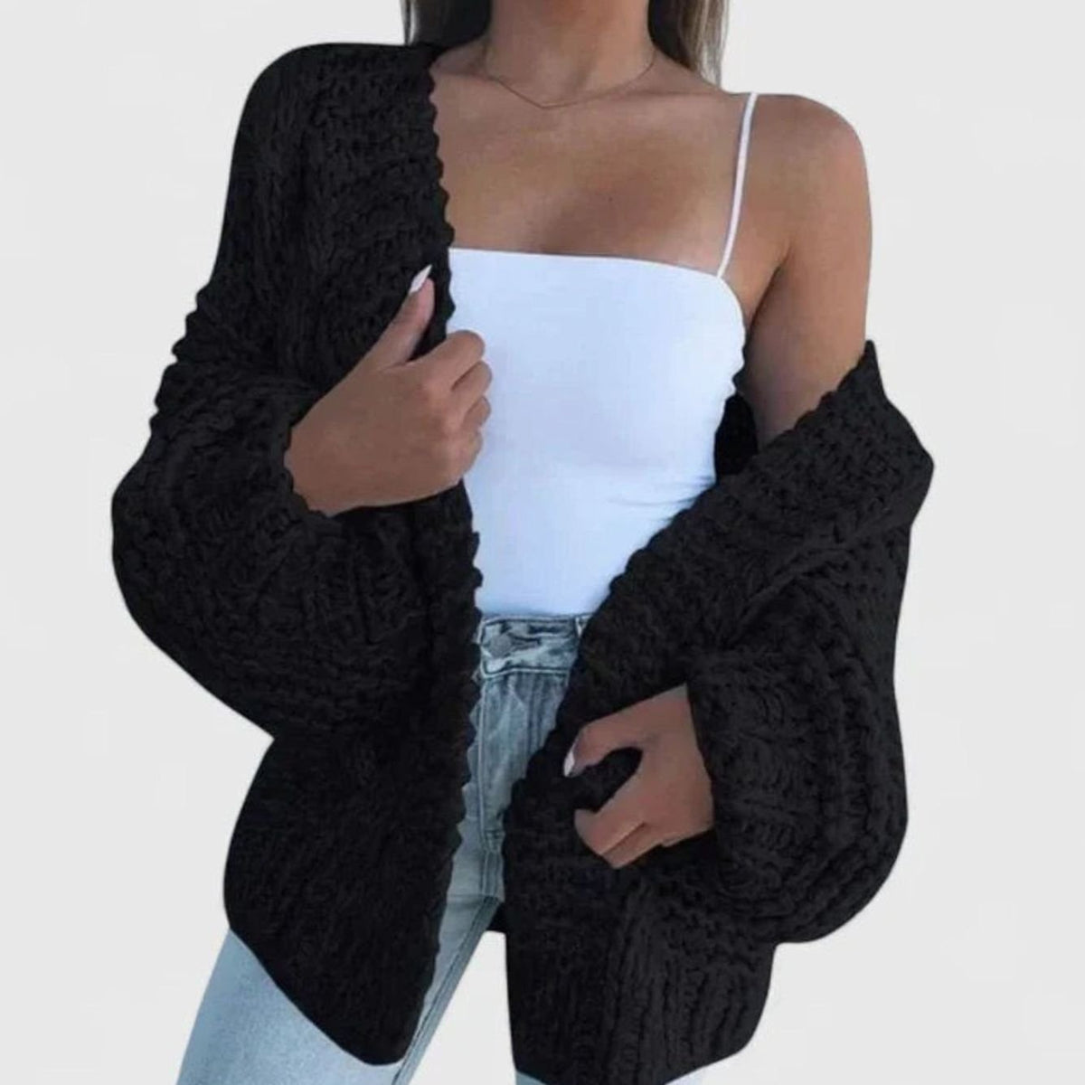 Gilet ample ouvert en grosse maille — Amielle Paris