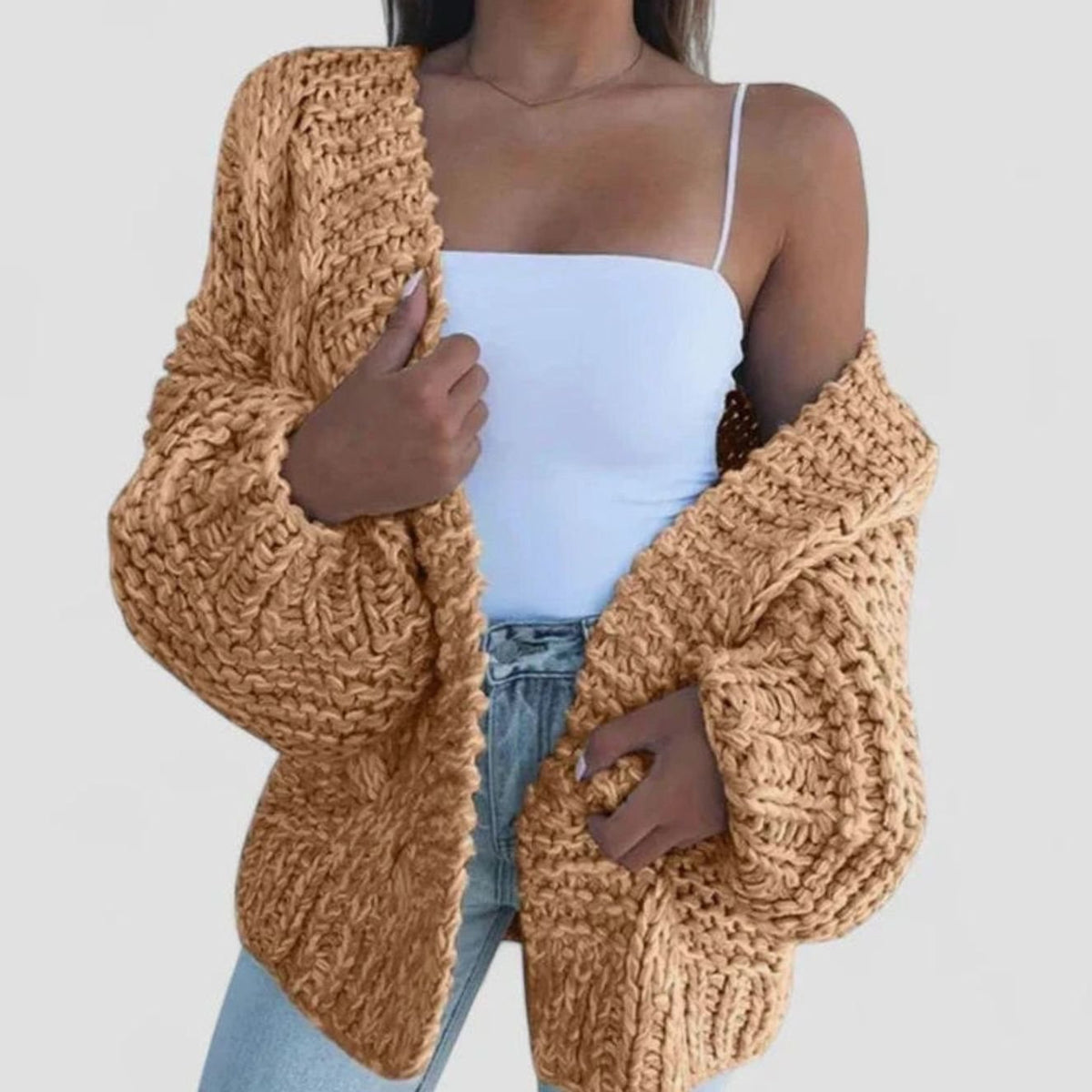 Gilet ample ouvert en grosse maille — Amielle Paris