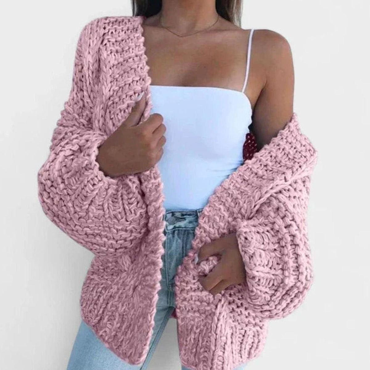 Gilet ample ouvert en grosse maille — Amielle Paris