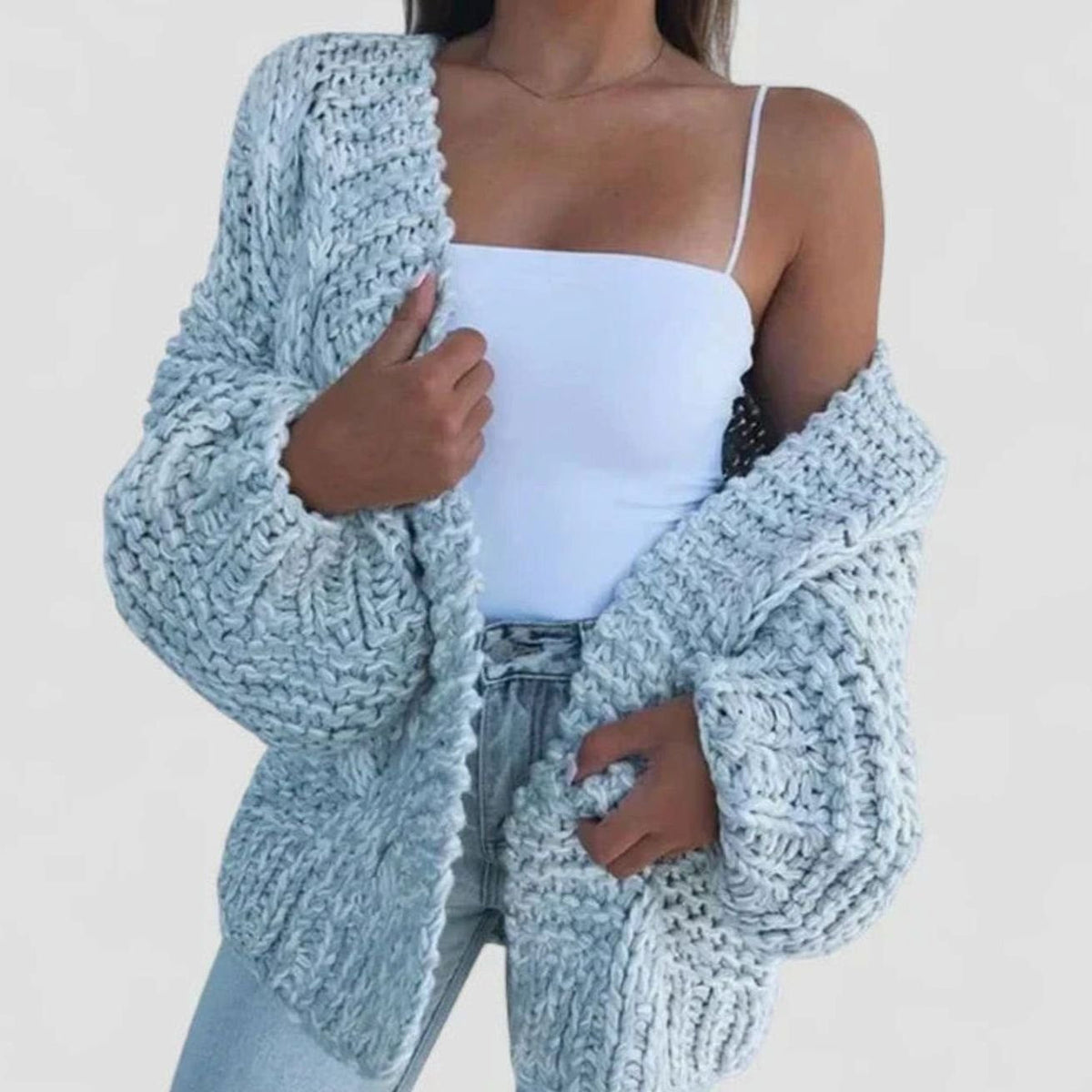 Gilet ample ouvert en grosse maille — Amielle Paris