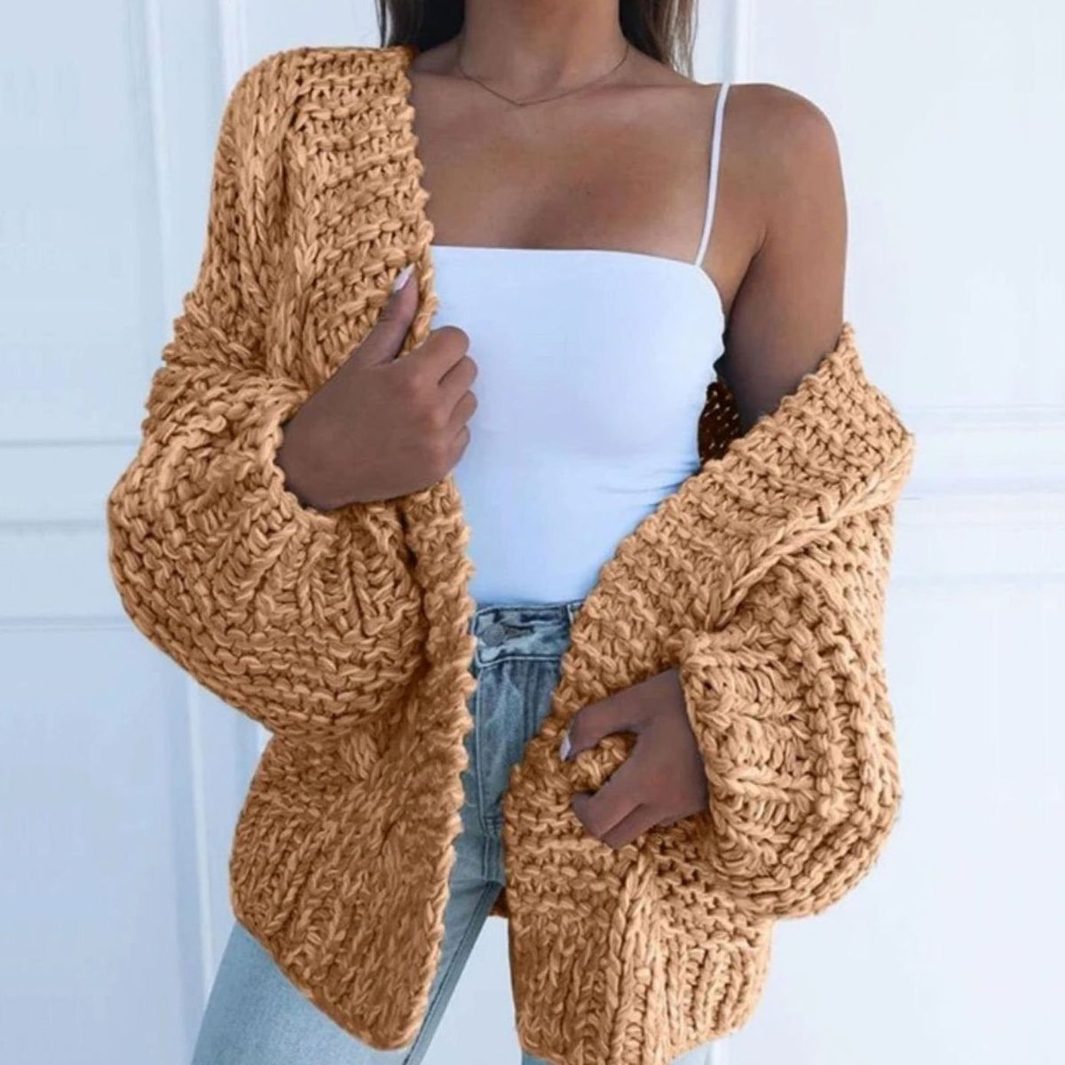 Gilet ample ouvert en grosse maille — Amielle Paris