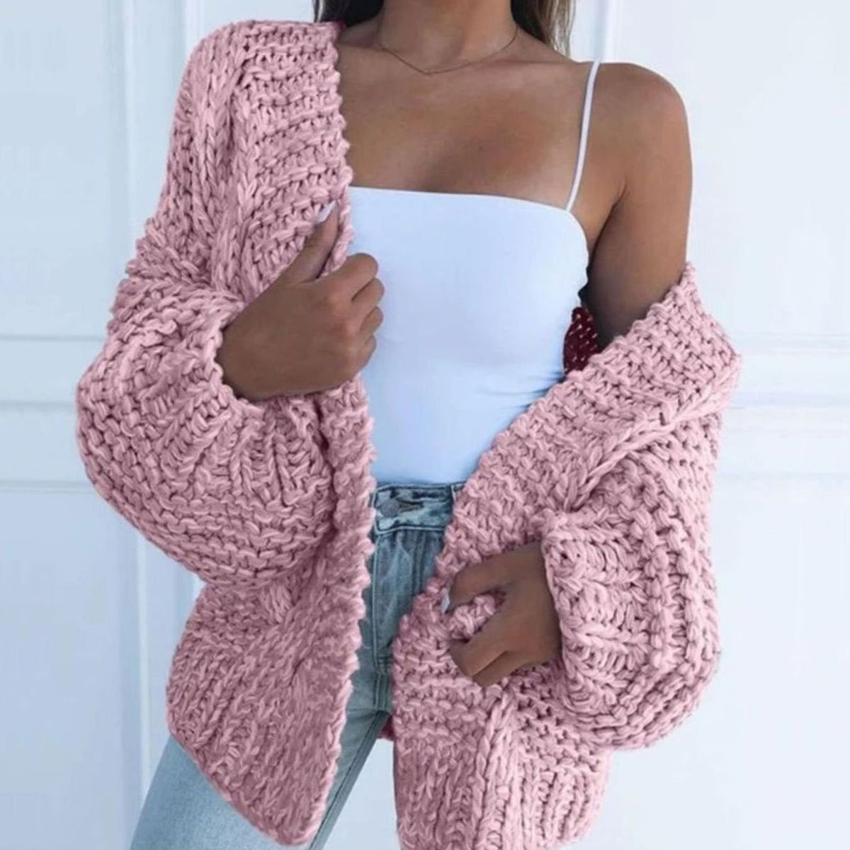 Gilet ample ouvert en grosse maille — Amielle Paris