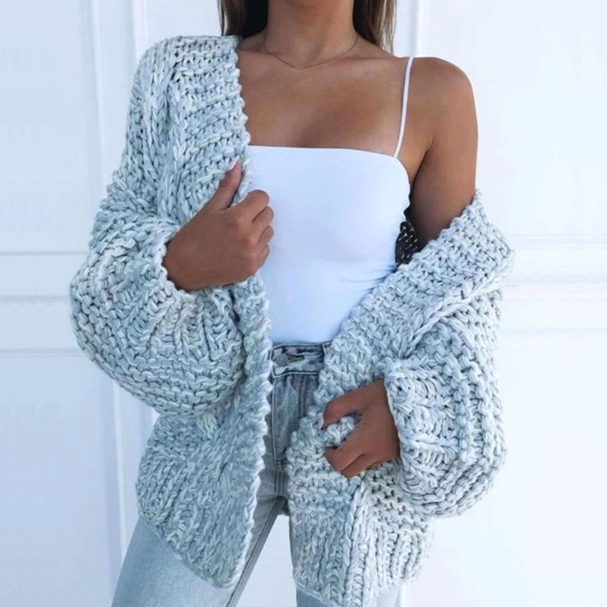 Gilet ample ouvert en grosse maille — Amielle Paris