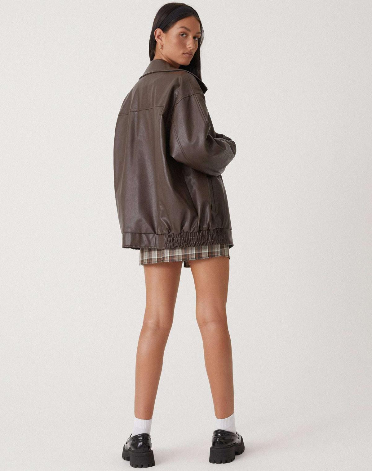 Veste ample aspect cuir à col rabattu — Amielle Paris