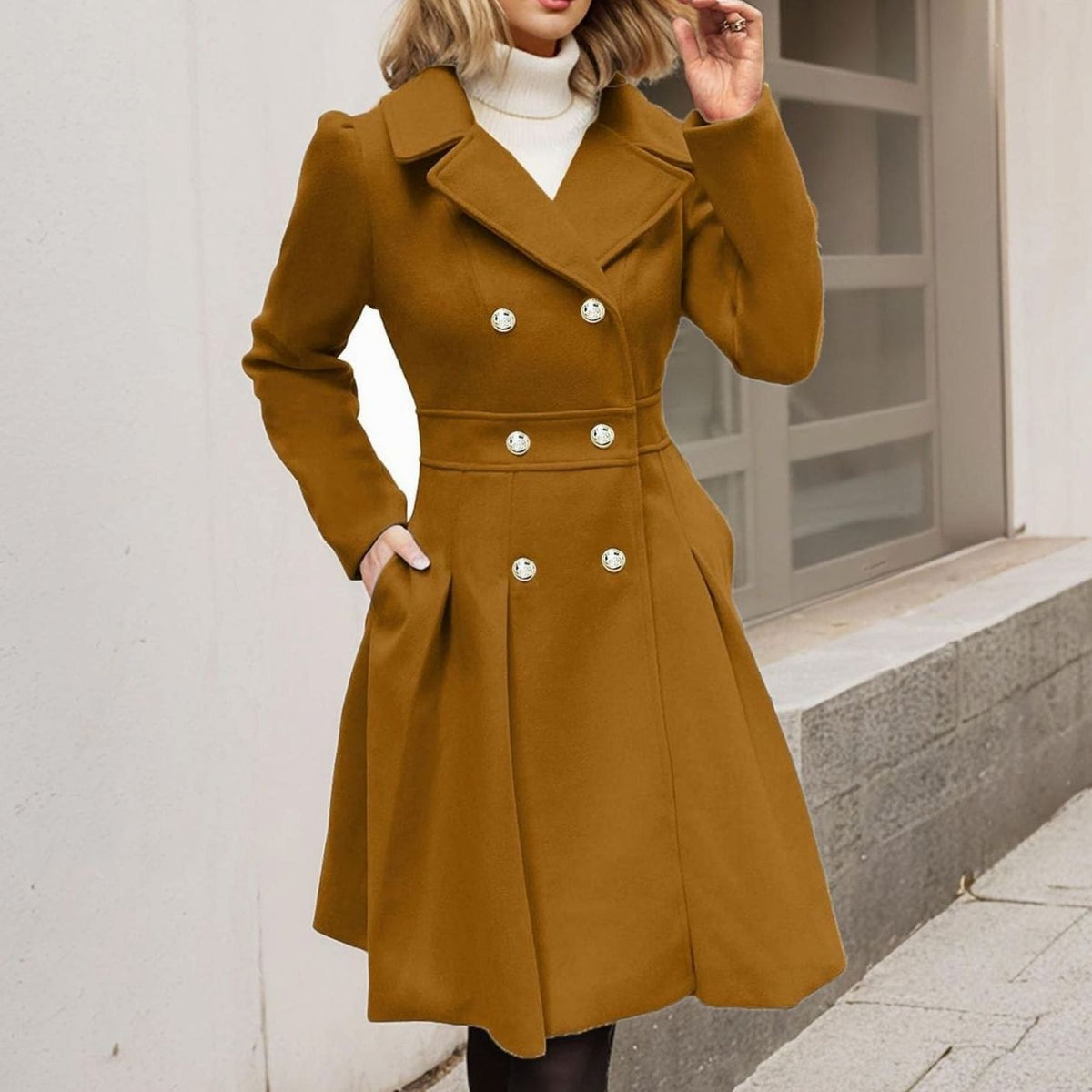 Manteau long évasé à boutonnage croisé — Amielle Paris