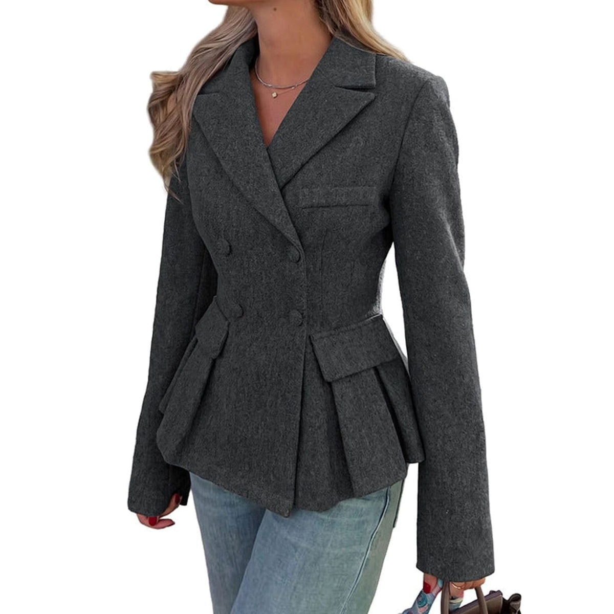 Blazer croisé cintré à basque — Amielle Paris