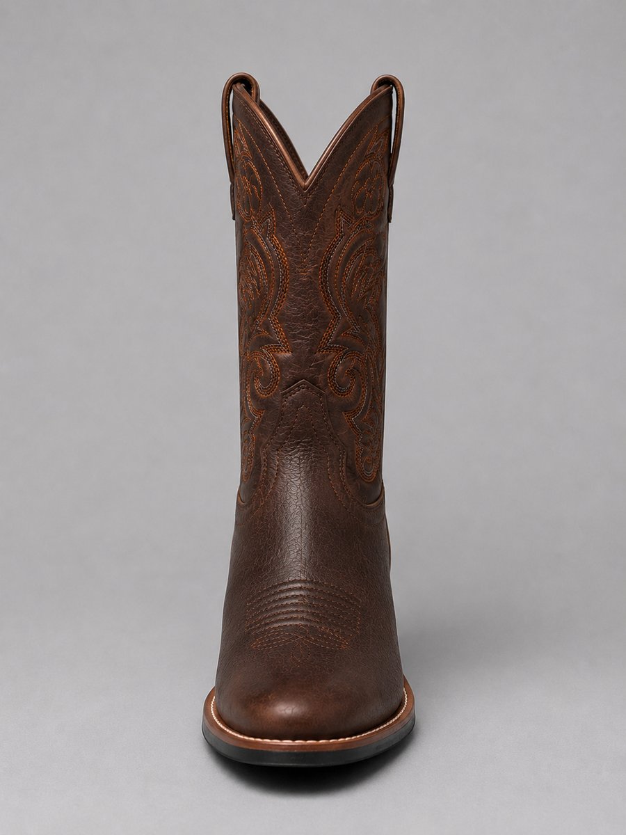 Bottes western aspect cuir à broderies — Amielle Paris