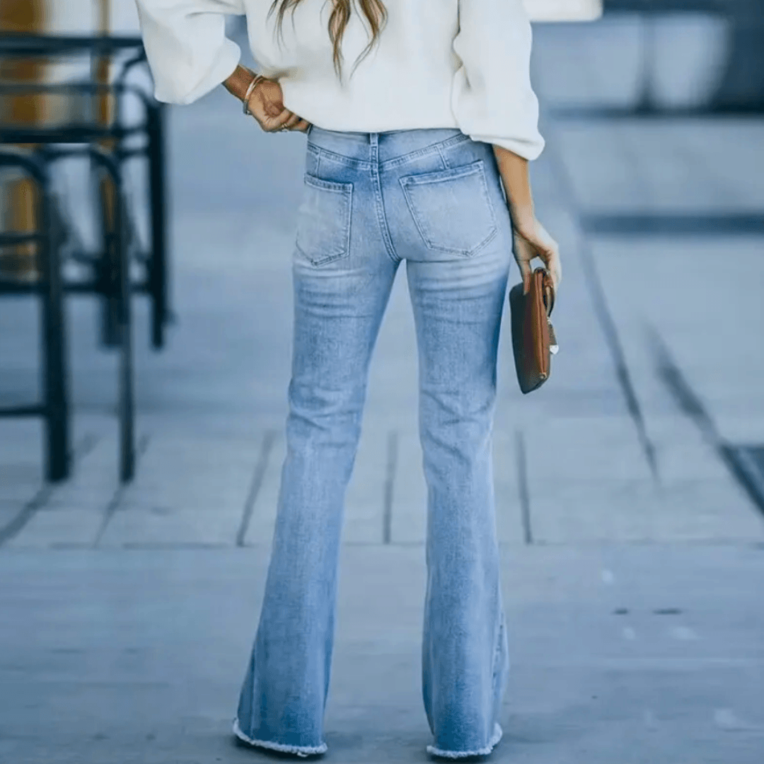 Jean évasé taille haute à coupe ajustée — Amielle Paris