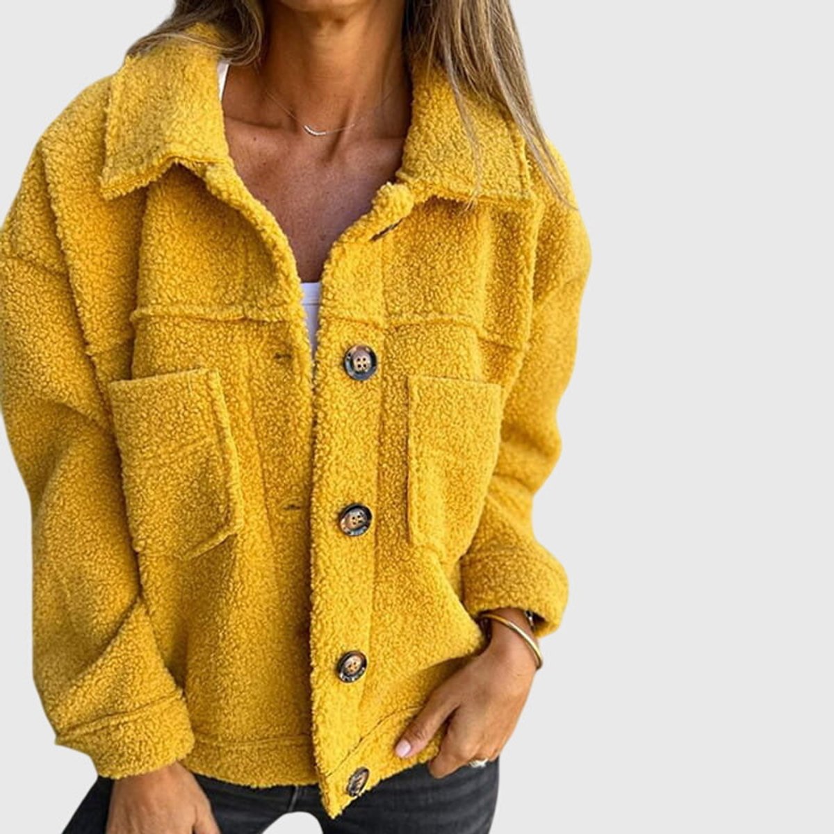 Surchemise boutonnée en polaire effet mouton — Amielle Paris