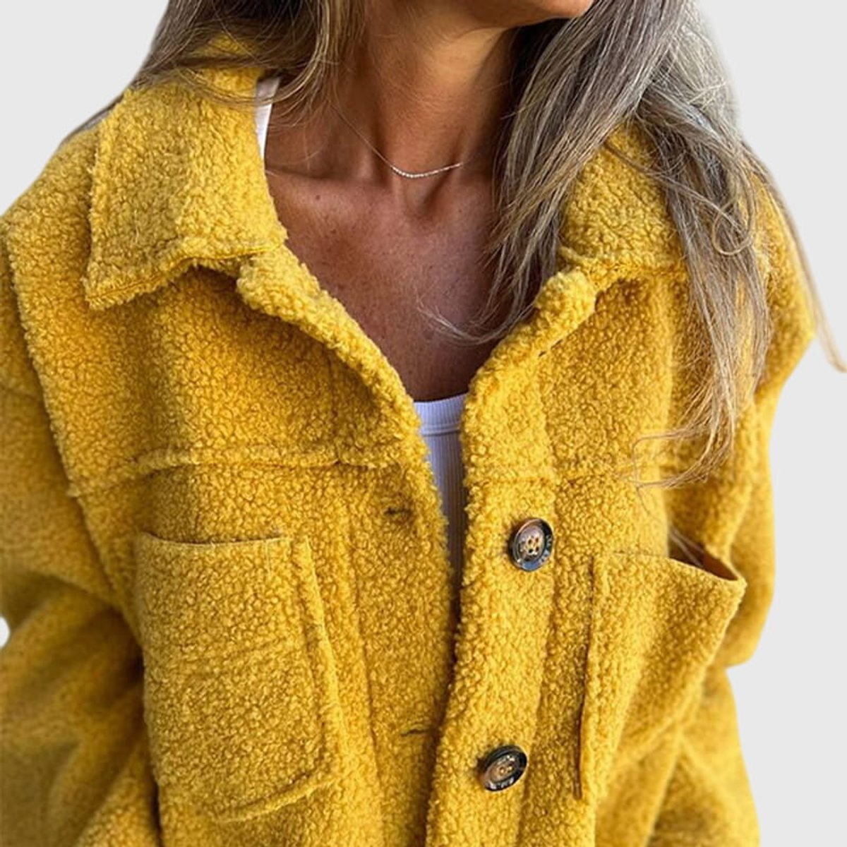 Surchemise boutonnée en polaire effet mouton — Amielle Paris