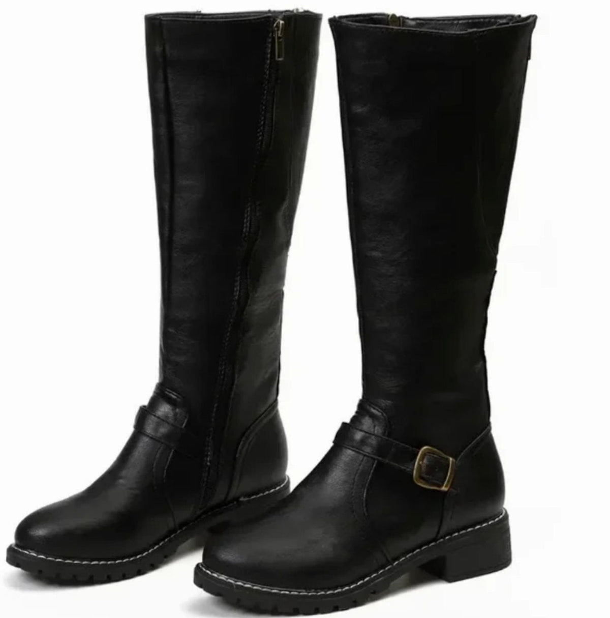 Bottes cavalières à bride de cheville et petit talon — Amielle Paris