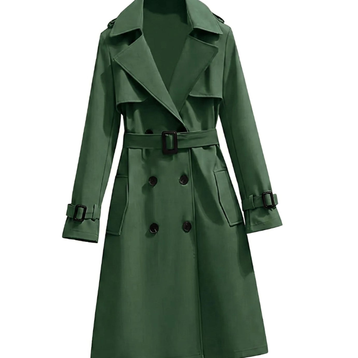 Trench croisé à ceinture et rabat tempête — Amielle Paris