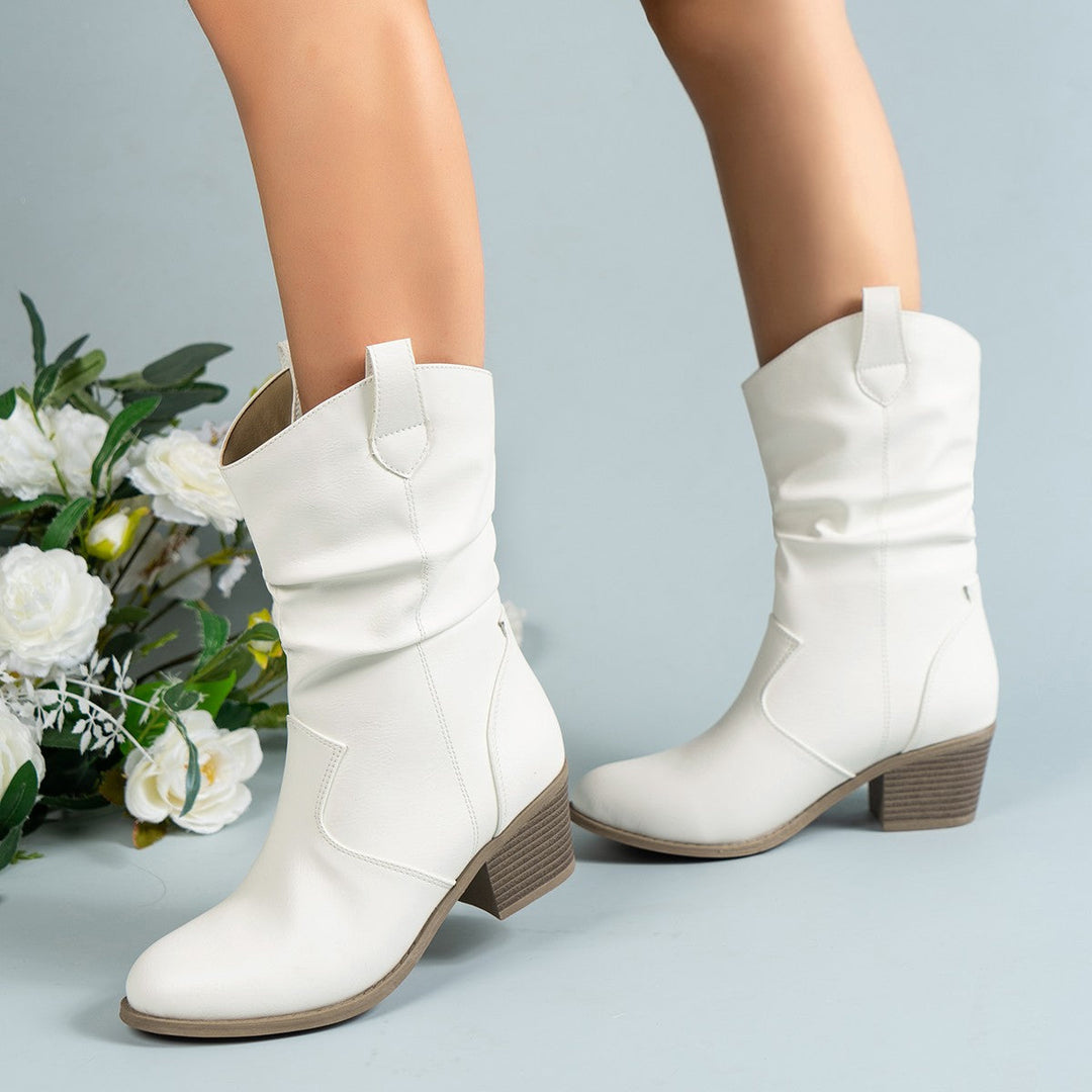 Bottines souples à bout rond et talon bloc — Amielle Paris
