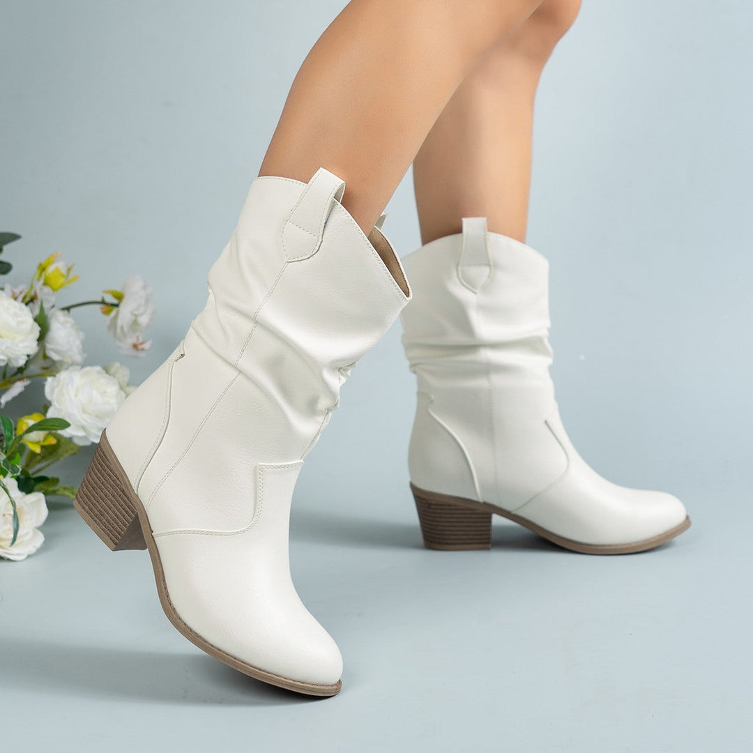 Bottines souples à bout rond et talon bloc — Amielle Paris