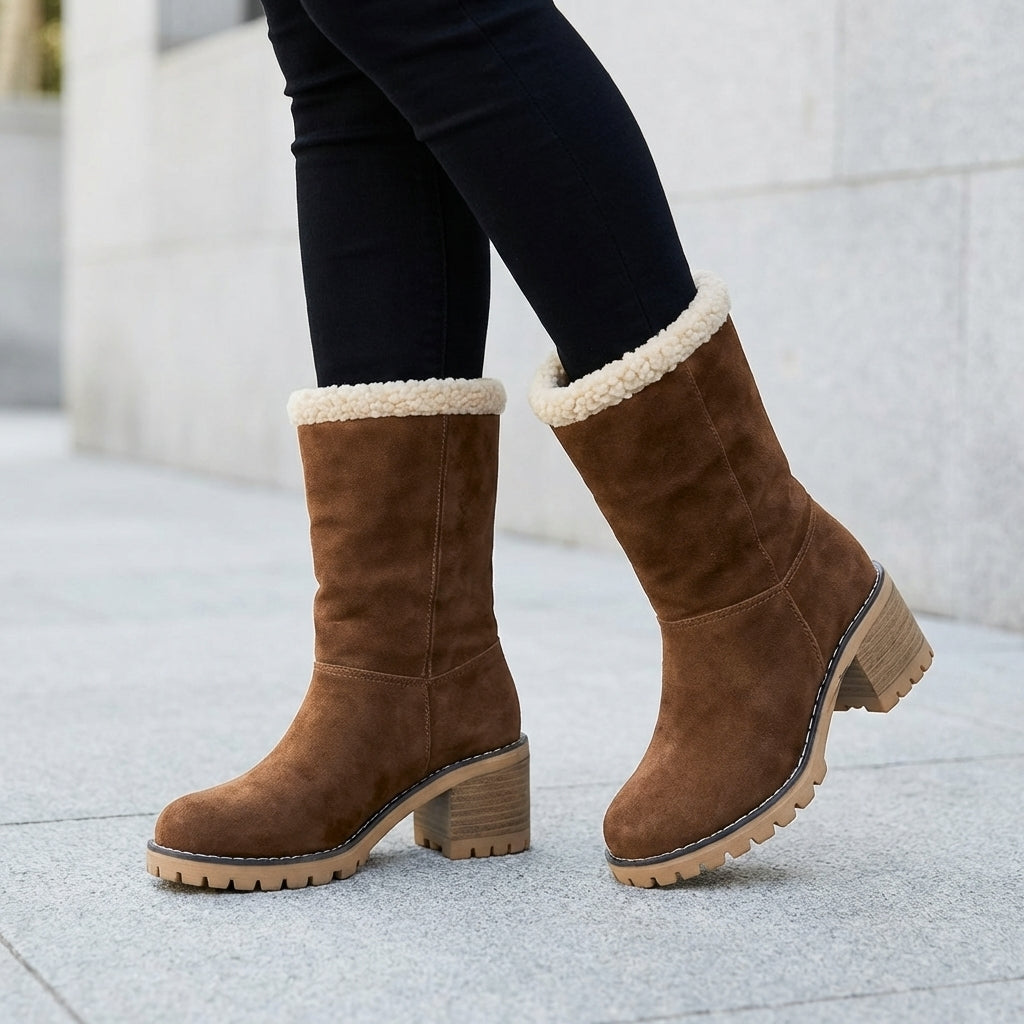 Bottines d'hiver à revers en fausse fourrure — Amielle Paris