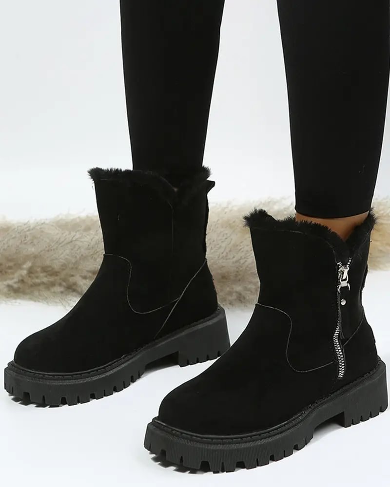 Bottines d'hiver doublées à plateforme crantée — Amielle Paris