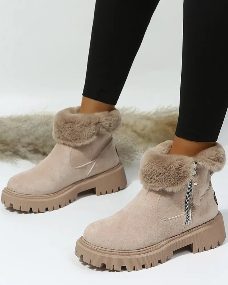Bottines d'hiver doublées à plateforme crantée — Amielle Paris