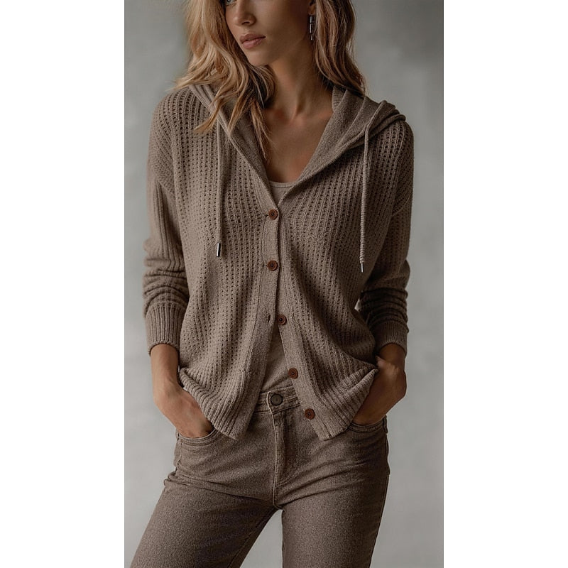 Gilet côtelé boutonné à capuche — Amielle Paris