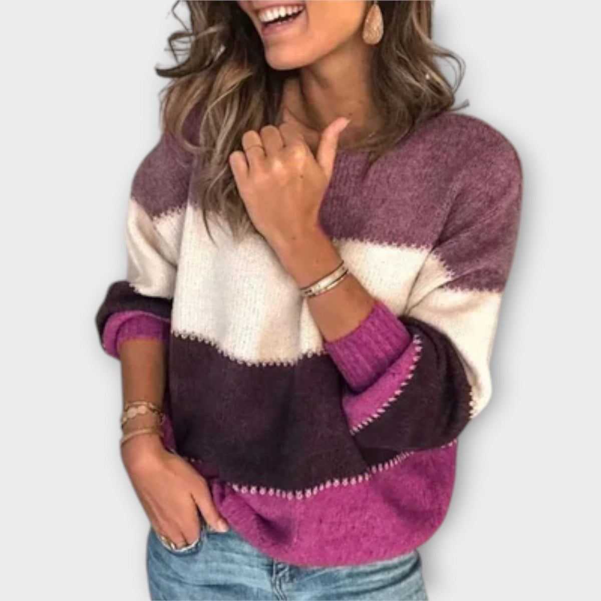 Elisa | Pull olive color block