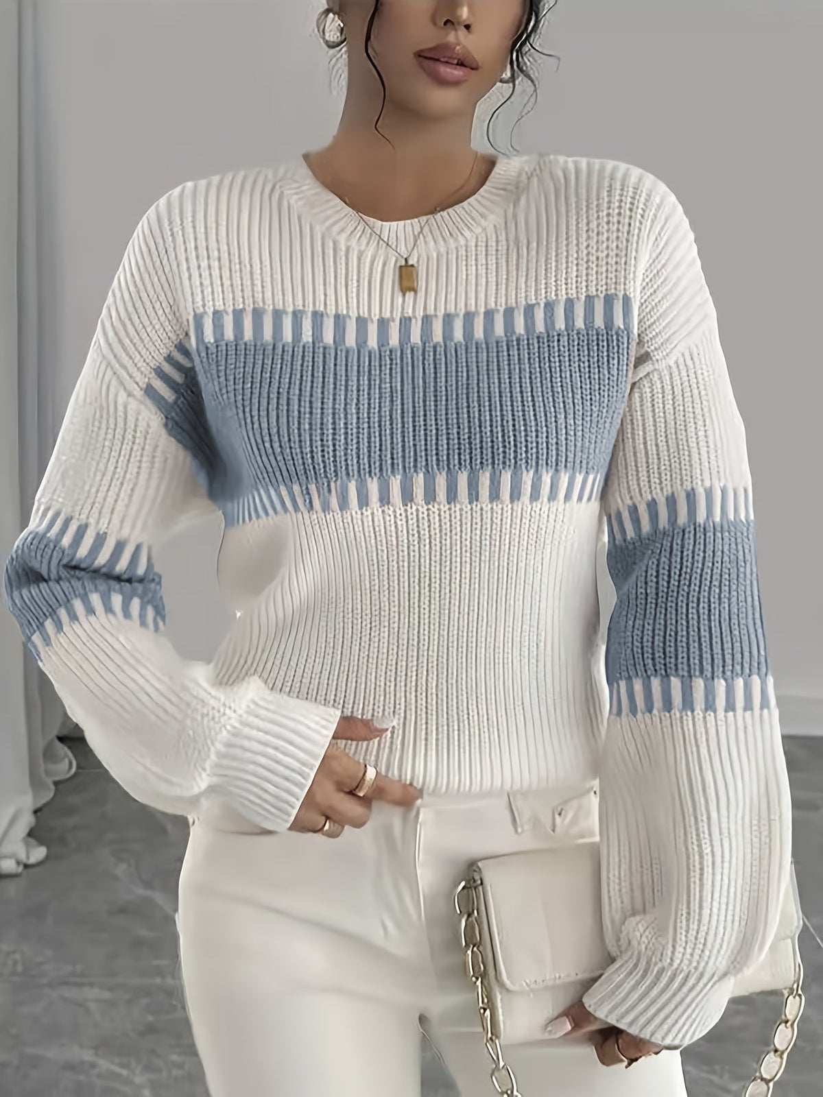 Margaux | Pull rayé à épaules tombantes — Amielle Paris