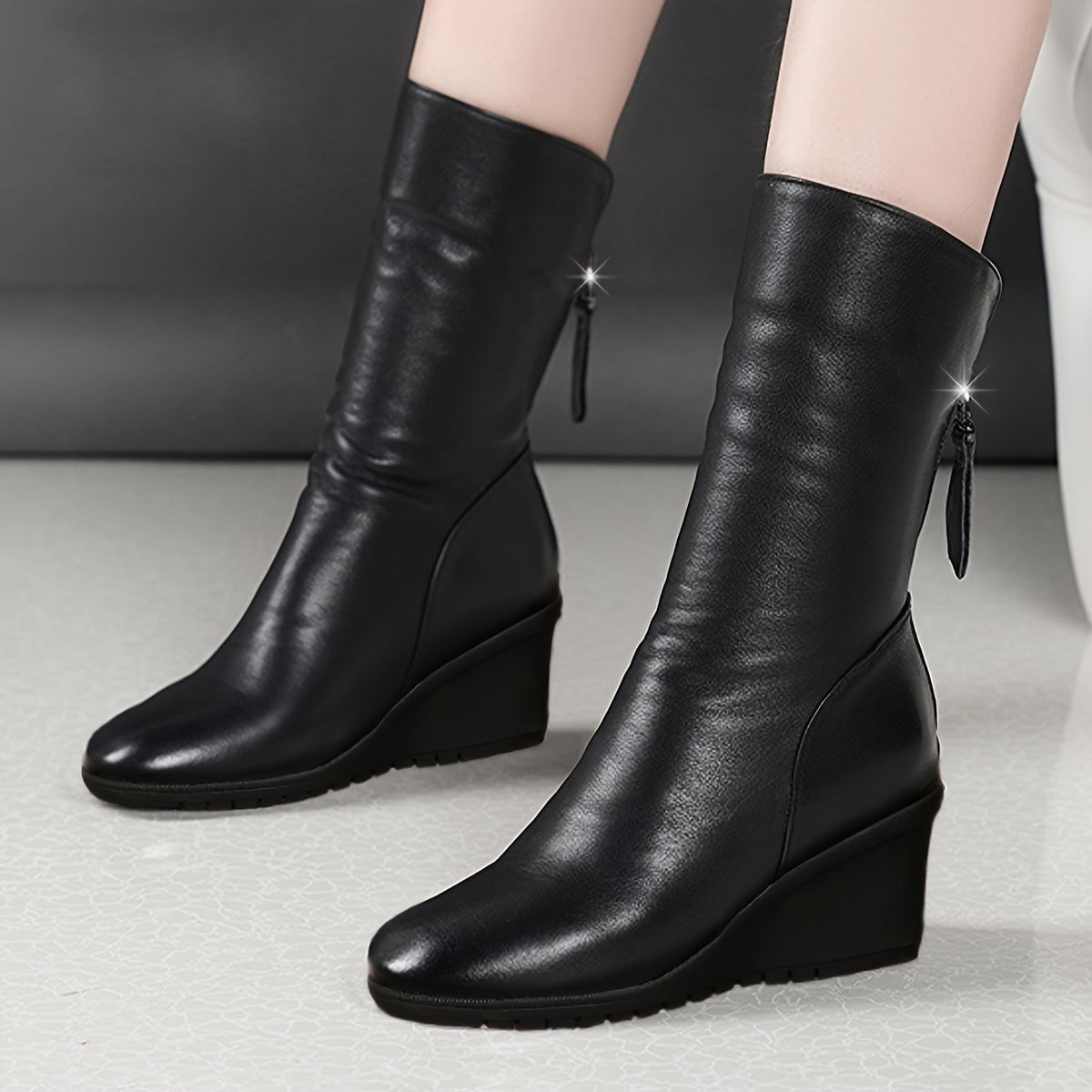 Bottes compensées à zip latéral — Amielle Paris