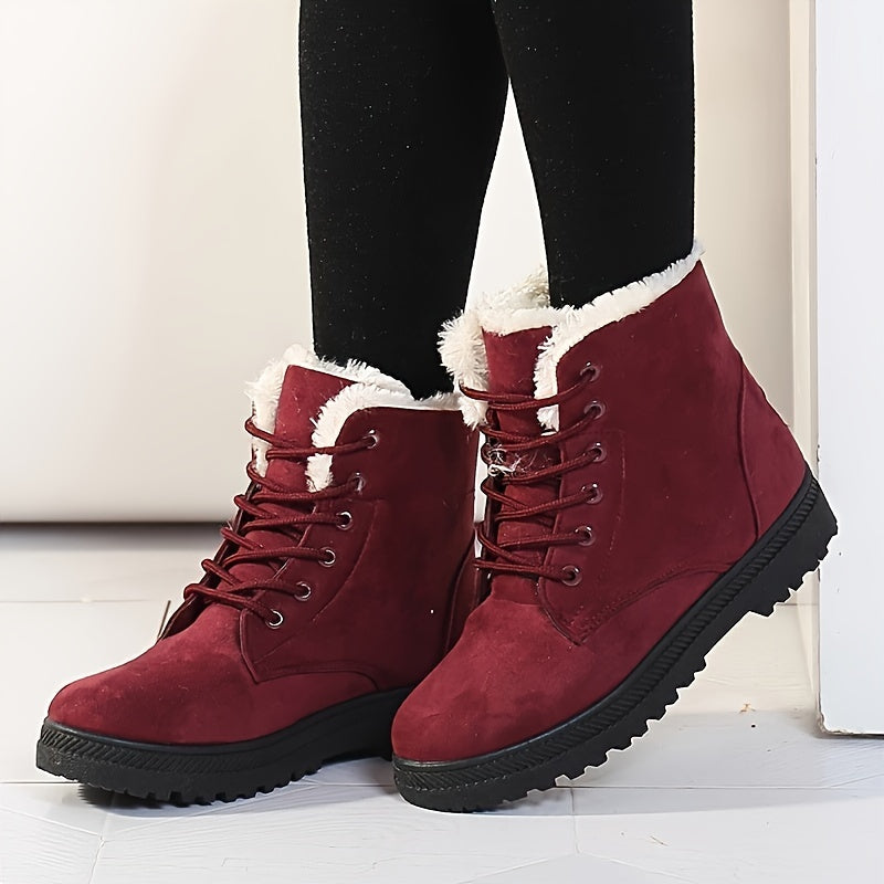 Bottines d'hiver à lacets et revers polaire — Amielle Paris