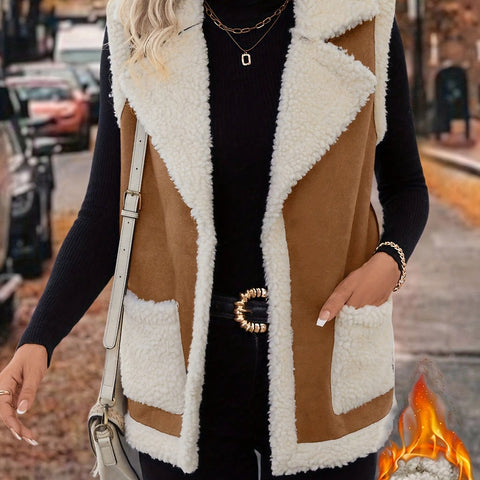 Gilet sans manches à doublure effet peau lainée