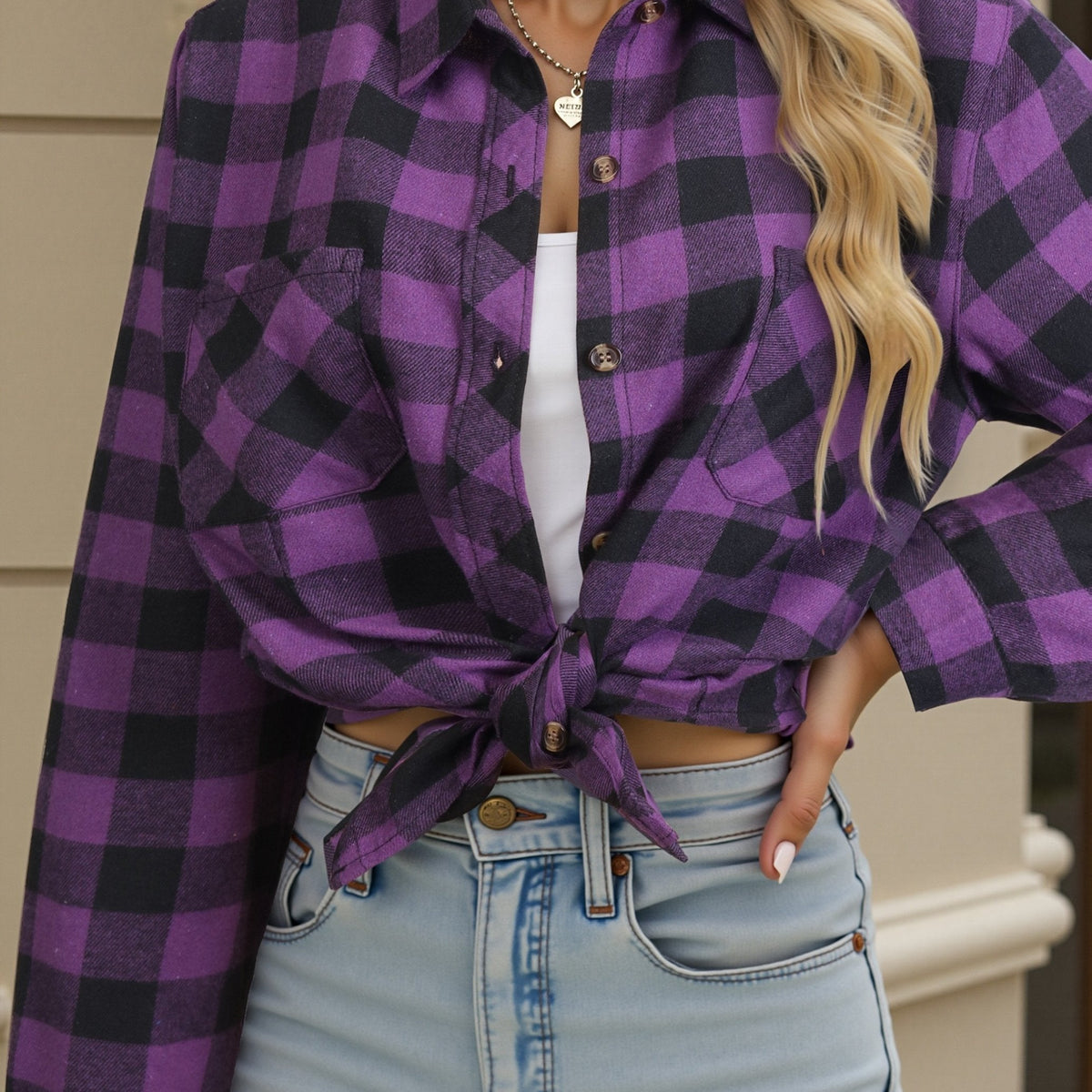 Fiorella | Chemise à carreaux à nouer devant — Amielle Paris